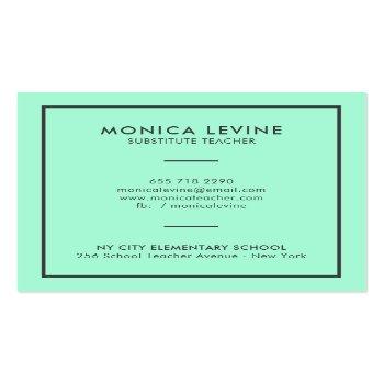 Small Modern Colorful Gradient Mint Hello Typography Square Business Card Back View
