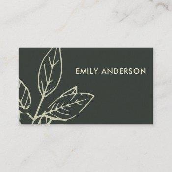 modern contemporary black rust brown leaves business card