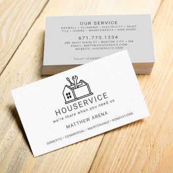 modern contractor maintenance service business card