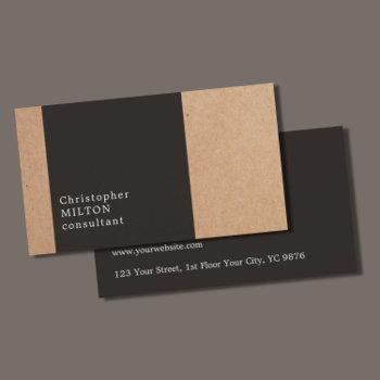 modern cool kraft paper dark gray consultant business card