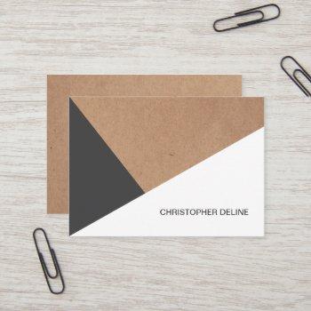 modern cool kraft paper grey white geometric business card