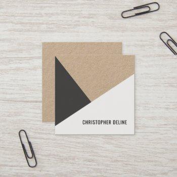 modern cool kraft paper grey white geometric square business card