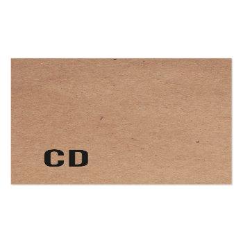 Small Modern Cool Kraft Paper(printed) Black Monogram Business Card Front View