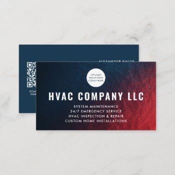 modern custom logo qr code ac heat hvac business card