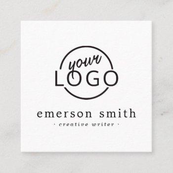modern custom logo white minimalist square business card
