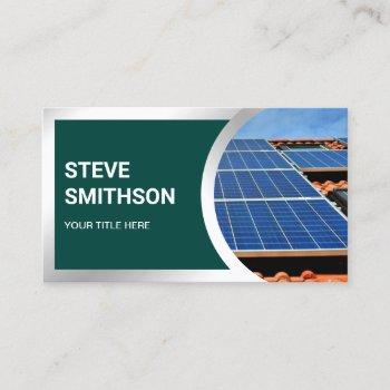 modern dark green steel rooftop solar panels business card