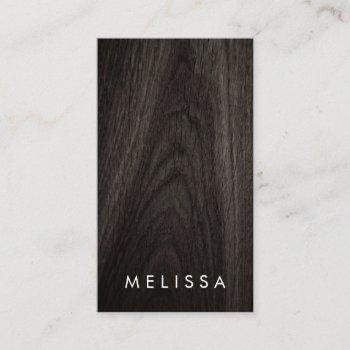 modern dark wood minimalist professional vertical business card