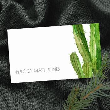 modern desert green cactus foliage watercolor business card