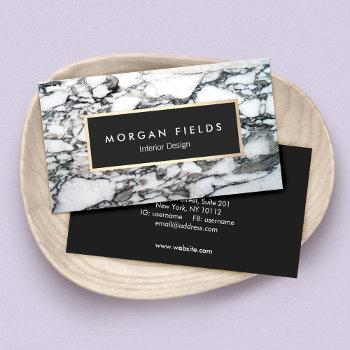 modern designer black and white marble stone business card
