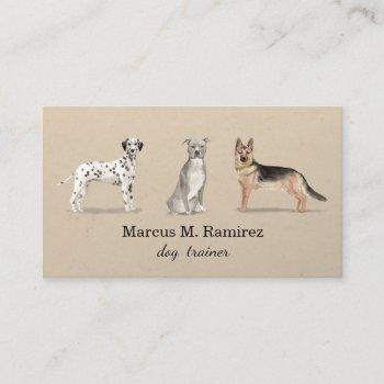 modern dog trainer watercolor dog illustration business card