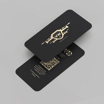 modern drone operator black gold monogram  business card