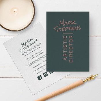 modern dusty green simple hand lettered minimalist business card