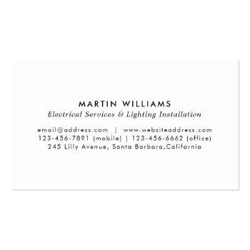 Small Modern Electric Wire Electrician Business Card Back View