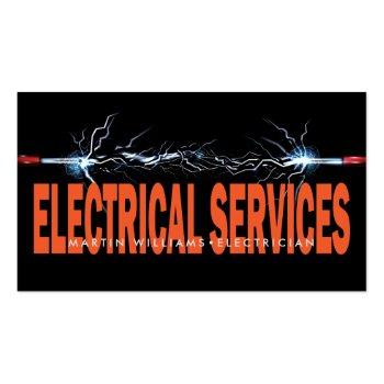 Small Modern Electric Wire Electrician Business Card Front View