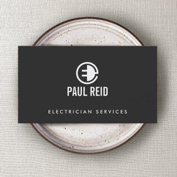 modern electrician logo gray business card