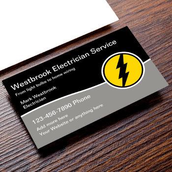 modern electrician service with logo template business card
