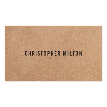 Small Modern Elegant Black White Printed Kraft Paper Business Card Front View