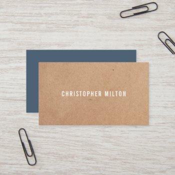 modern elegant blue white printed kraft paper business card