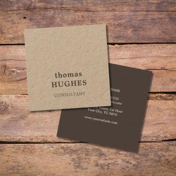 Small Modern Elegant Brown Kraft Consultant Square Business Card Front View
