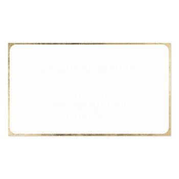 Small Modern Elegant Chic Gold White Minimalist Kraft Business Card Back View