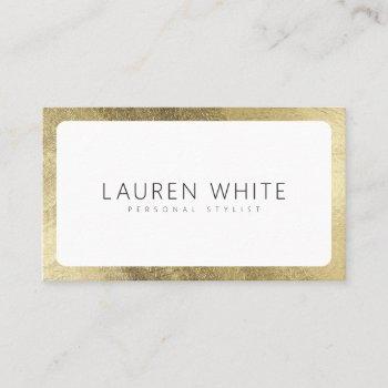 modern elegant chic gold white rounded minimalist business card