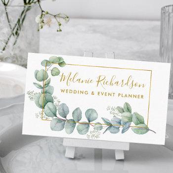 modern elegant eucalyptus leaves and gold business card