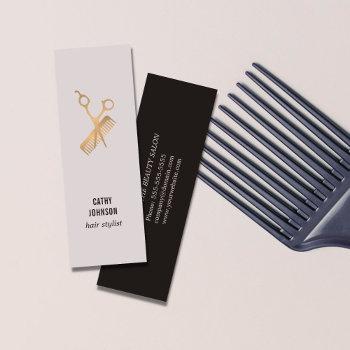modern elegant faux gold scissors comb mini business card