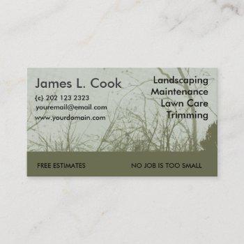 modern elegant  green landscaping lawn care mowing business card