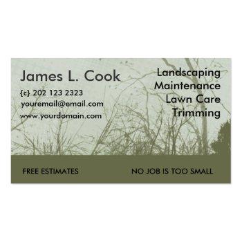 Small Modern Elegant  Green Landscaping Lawn Care Mowing Business Card Front View