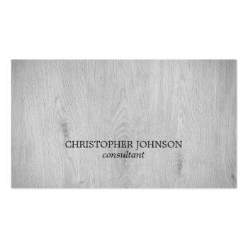 Small Modern Elegant Light Grey Wooden Consultant Business Card Front View