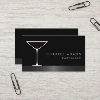 modern elegant martini cocktail glass bartender business card
