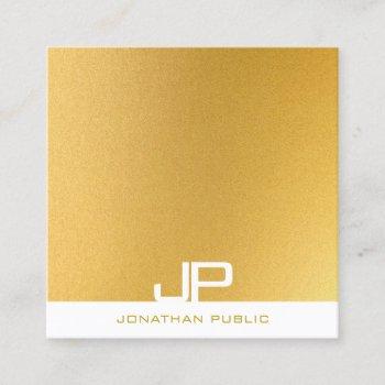 modern elegant monogram gold professional plain square business card