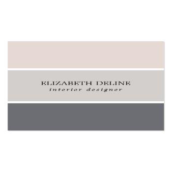 Small Modern Elegant Pastel Stripes Interior Designer Square Business Card Front View
