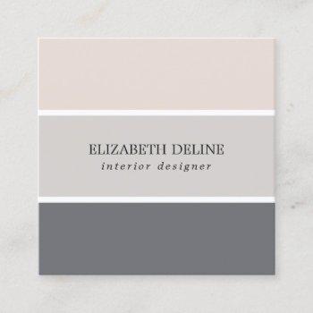 modern elegant pastel stripes interior designer square business card