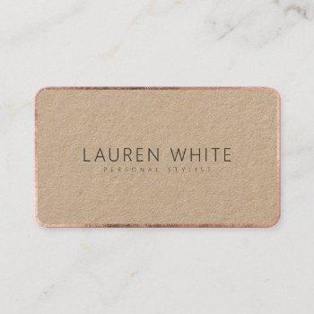 modern elegant rose gold black minimalist kraft business card