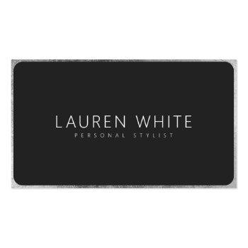 Small Modern Elegant Silver Black Rounded Minimalist Business Card Front View