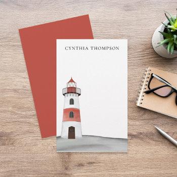 modern elegant simple watercolor lighthouse  stationery