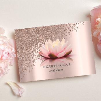 modern elegant stylish rose gold diamonds lotus business card