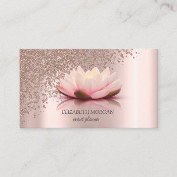 modern elegant stylish rose gold diamonds lotus business card