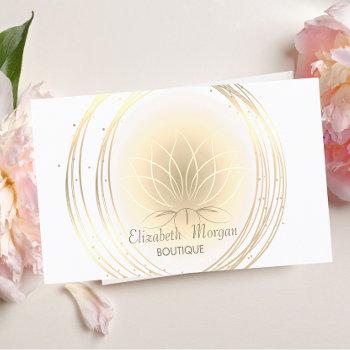 modern elegant stylish,white ,gold circles lotus business card