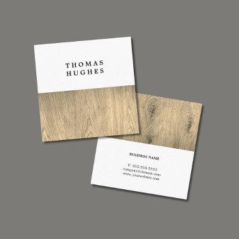 modern elegant wooden consultant square business card