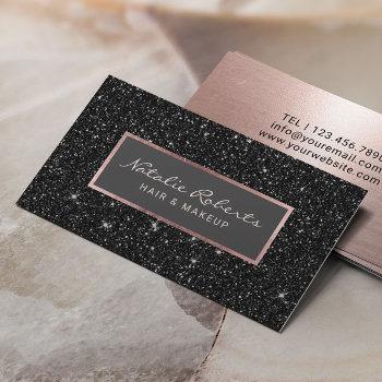 modern faux black glitter elegant rose gold business card