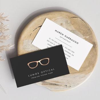 modern faux copper glasses logo business card