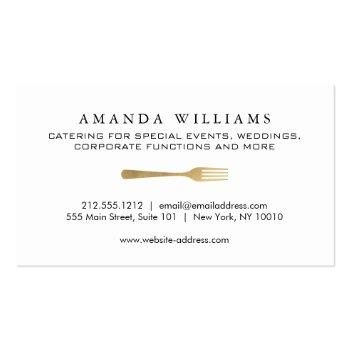 Small Modern Faux Gold Fork Catering Logo Ii Business Card Back View