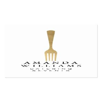 Small Modern Faux Gold Fork Catering Logo Ii Business Card Front View