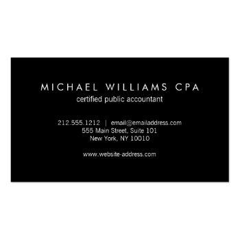 Small Modern Faux Gold Numbers Logo Accountant Black Business Card Back View