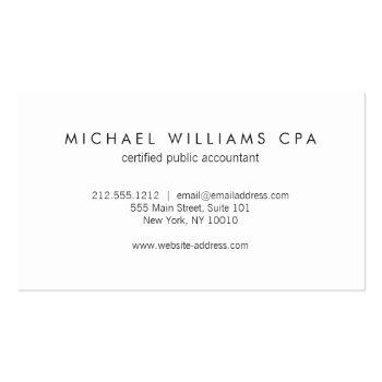 Small Modern Faux Gold Numbers Logo Accountant Business Card Back View