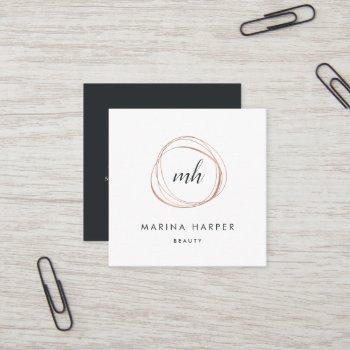modern faux rose gold abstract square business card