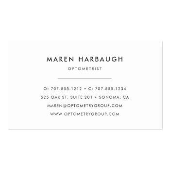 Small Modern Faux Rose Gold Glasses Logo Business Card Back View