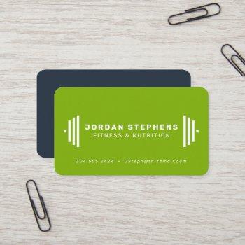 modern fitness trainer coach bright green blue business card